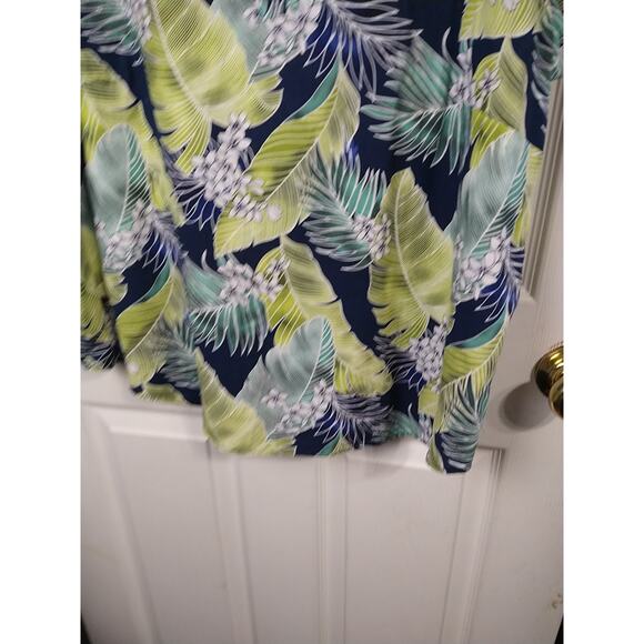 Panama Jack Woman 1X Blouse Linen Blend S/S Tropical V Neck Curved Hem Casual - Picture 5 of 9